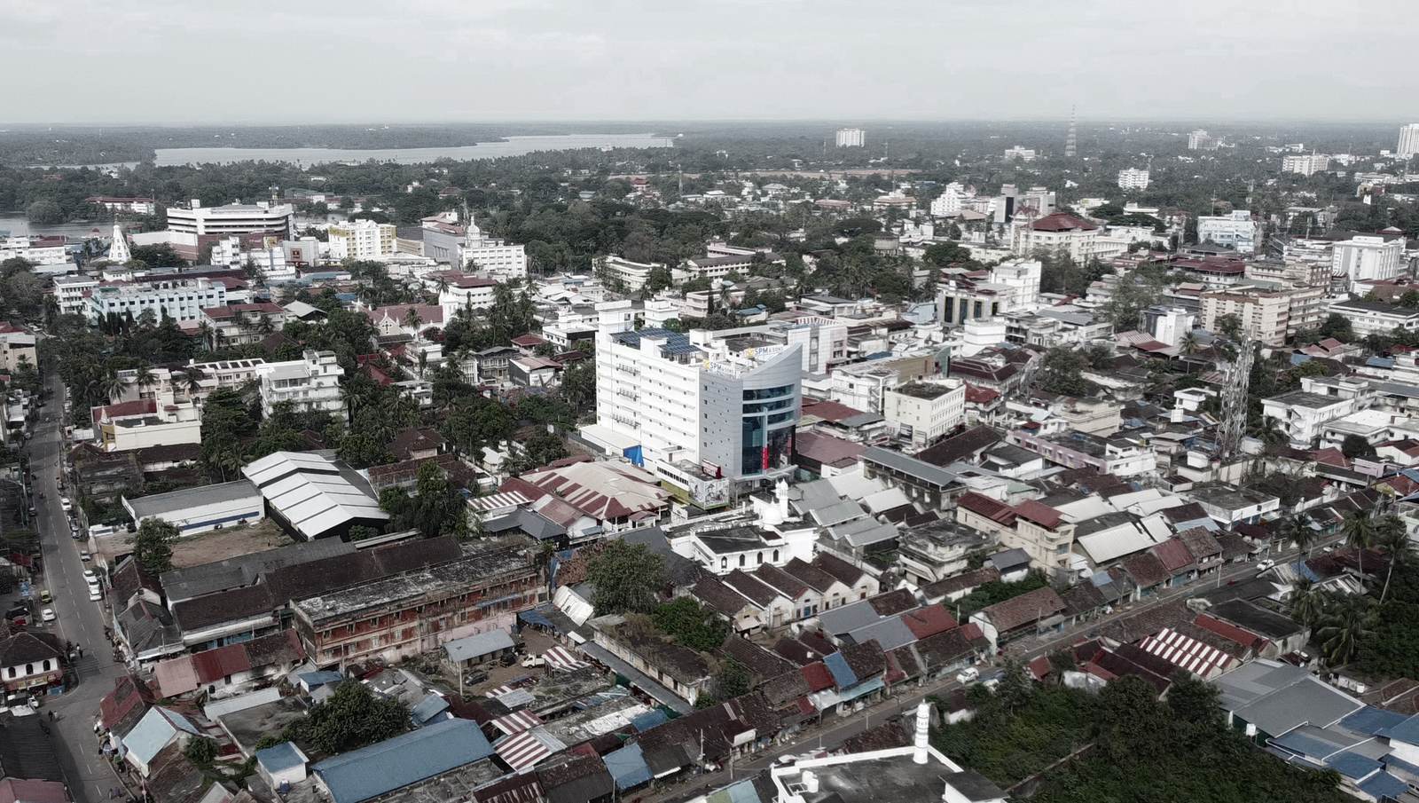 Aerial view of Kollam city